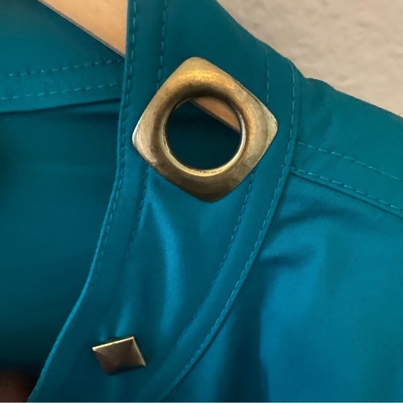 Vintage Maggie Barnes Open Jacket Womens Teal Plus 1X Grommet Detail Office NEW - Picture 8 of 11